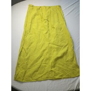 Vintage Chartreuse Green Maxi Skirt East Spirit Pull on Drawstring Women Size 8
